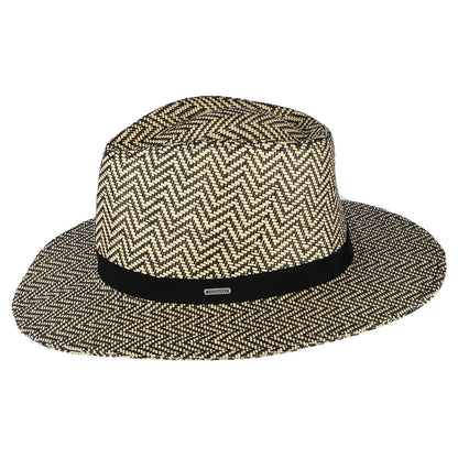 Brixton Hats Carolina Packable Toyo Straw Fedora Hat - Black-Natural