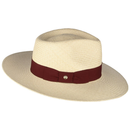 Failsworth Hats Chatsworth Panama Fedora Hat - Natural-Burgundy
