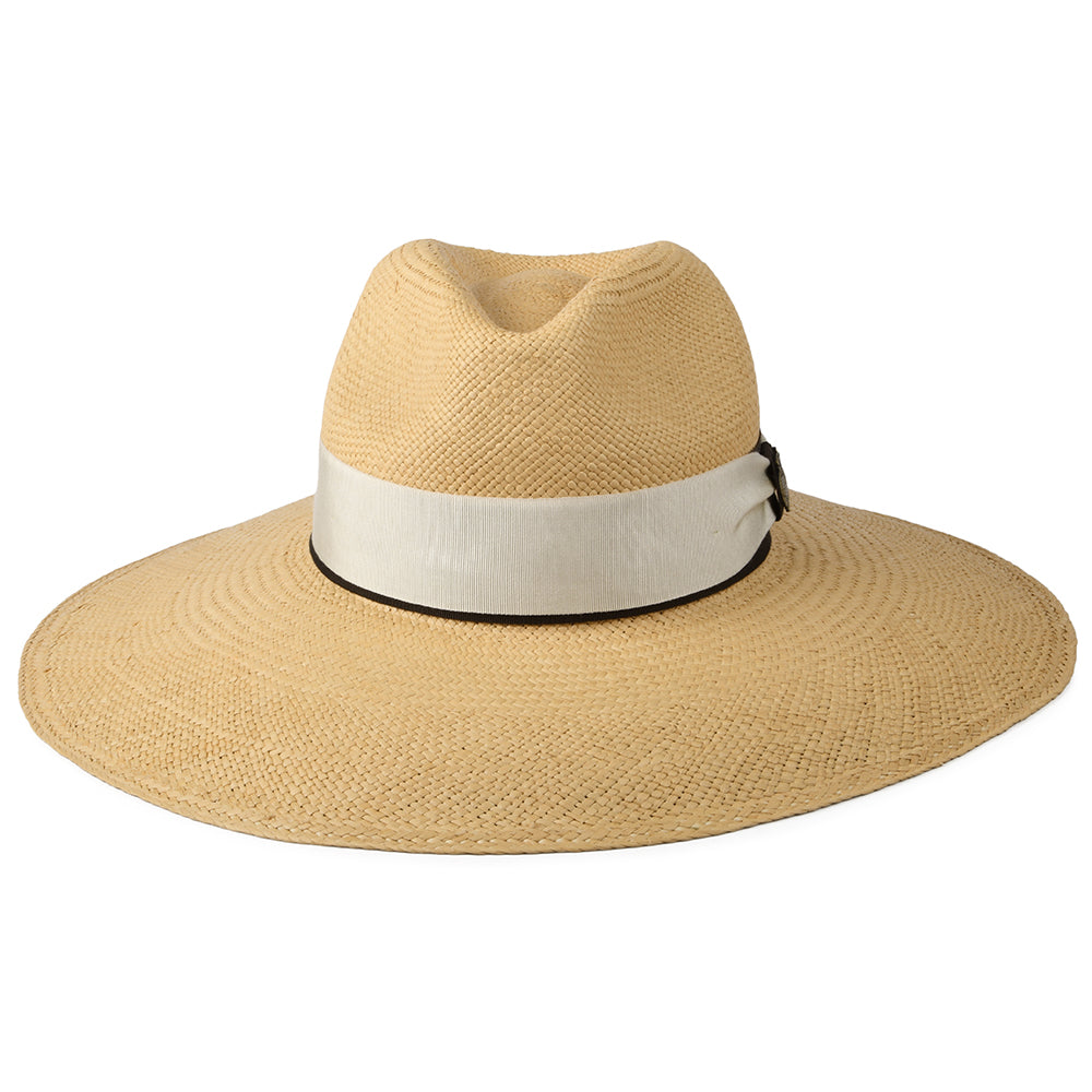 Christys Hats Classic Jessica Wide Brim Panama Hat With Cream-Brown Band - Natural