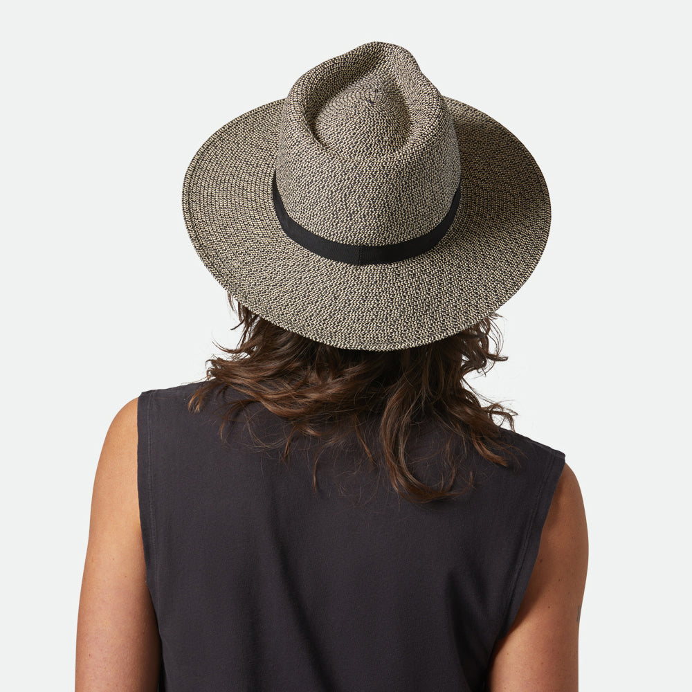 Brixton Hats Carolina Packable Toyo Straw Fedora Hat - Black-Natural