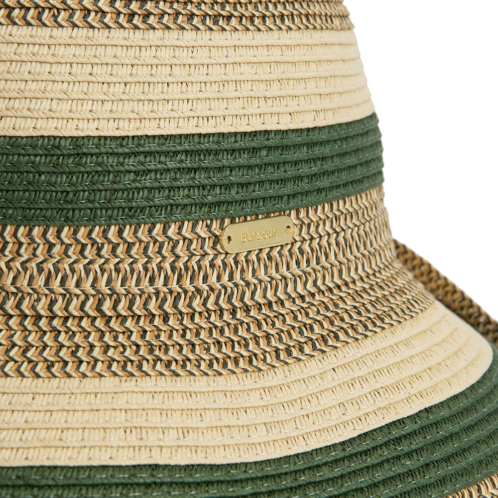 Barbour Hats Daphne Striped Summer Cloche - Olive-Sand