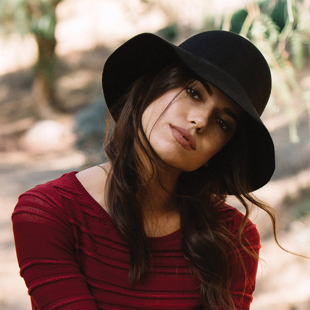 Scala Hats Sonora Raw Edge Wool Felt Floppy Hat - Black