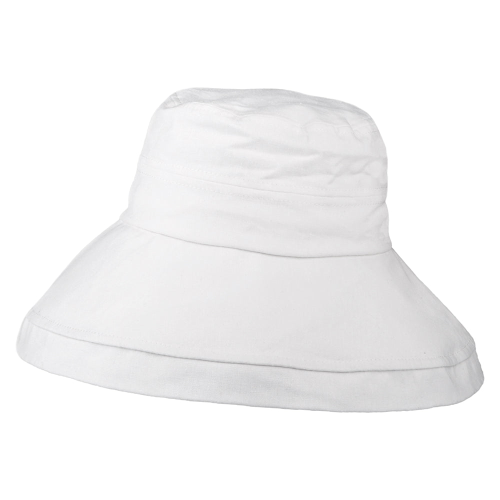 sur la tête Lily Linen-Cotton Packable Sun Hat - White