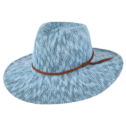Scala Hats Rhimes Packable Summer Fedora Hat - Blue-Mix