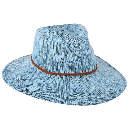 Scala Hats Rhimes Packable Summer Fedora Hat - Blue-Mix