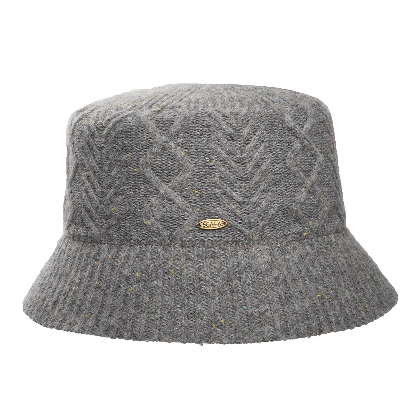 Scala Hats Cable Knit Wool Blend Bucket Hat - Grey
