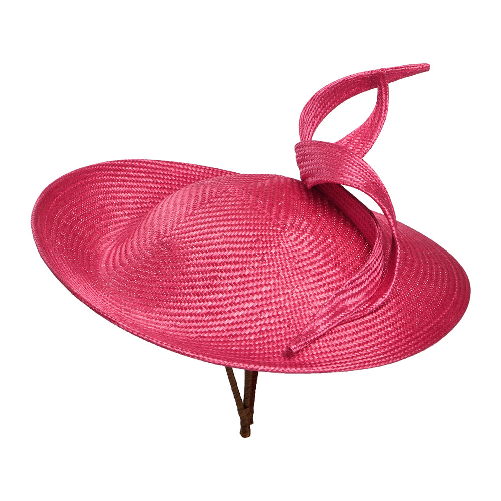 Whiteley Hats Marian Straw Disc Fascinator - Raspberry