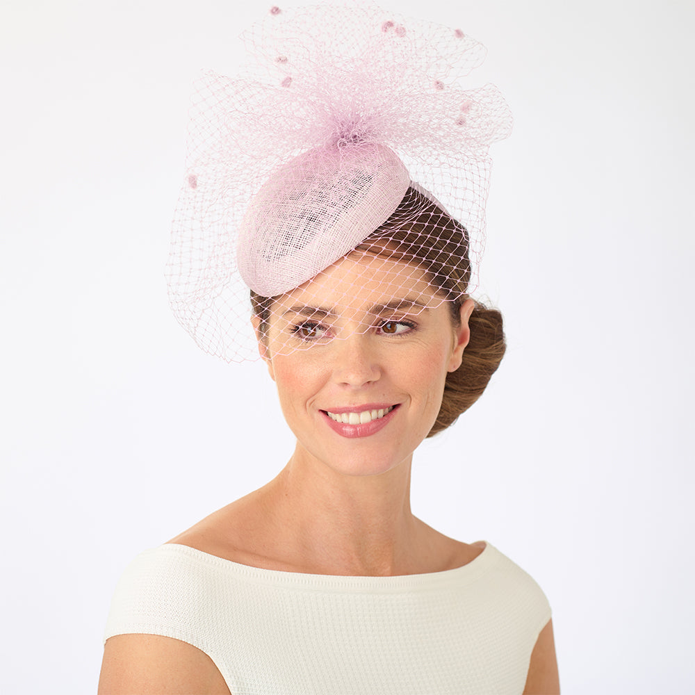 Failsworth Hats Bonnie Pillbox Hat with Veil - Blush