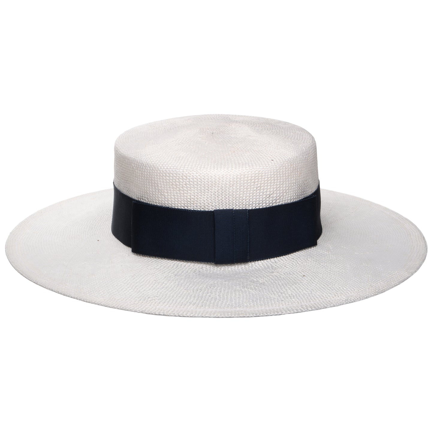 Whiteley Hats Audrey Boater Hat - White-Navy