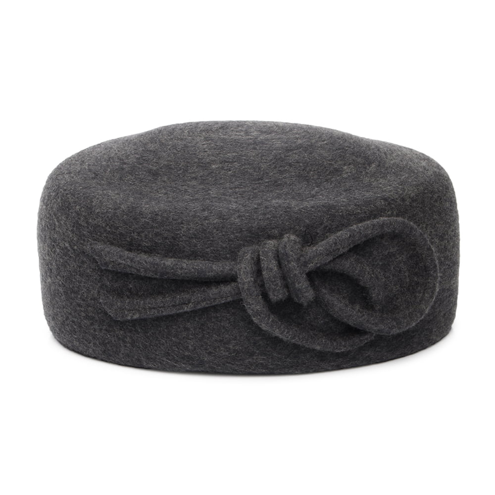 Whiteley Hats Caroline Wool Pillbox Hat With Bow - Charcoal