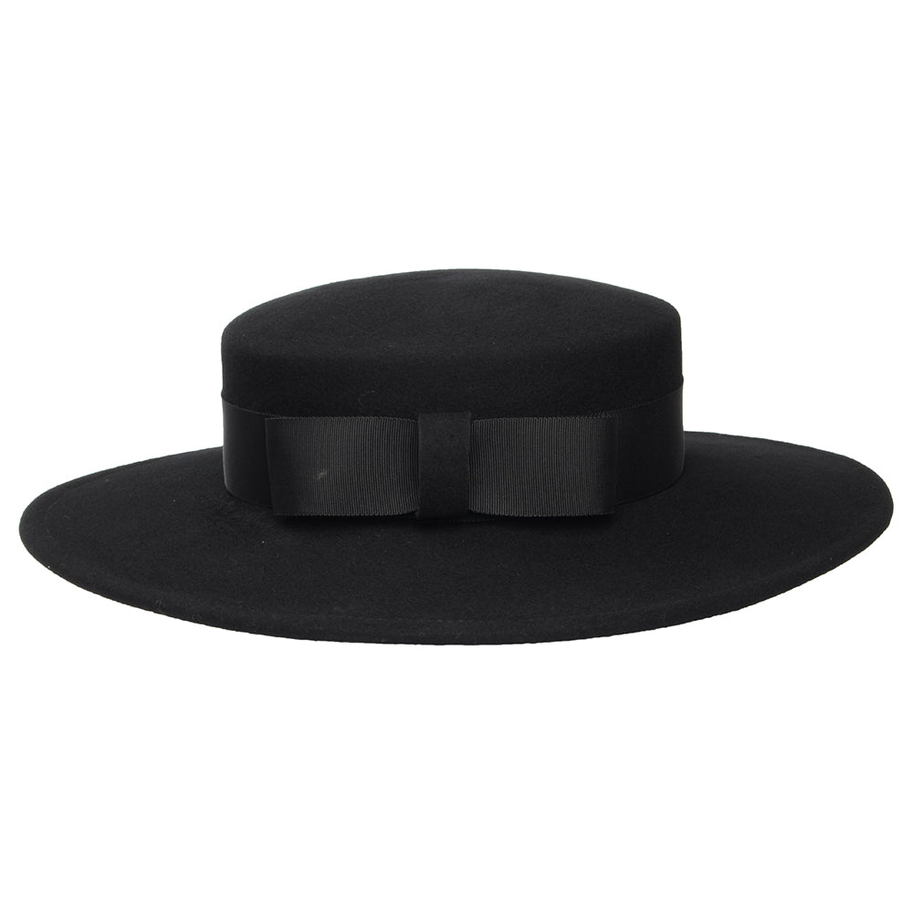 Whiteley Hats Fiona Wool Felt Boater Hat - Black
