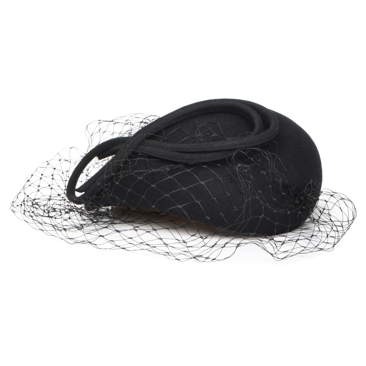 Whiteley Hats Greta Wool Pillbox Hat with Veil - Black