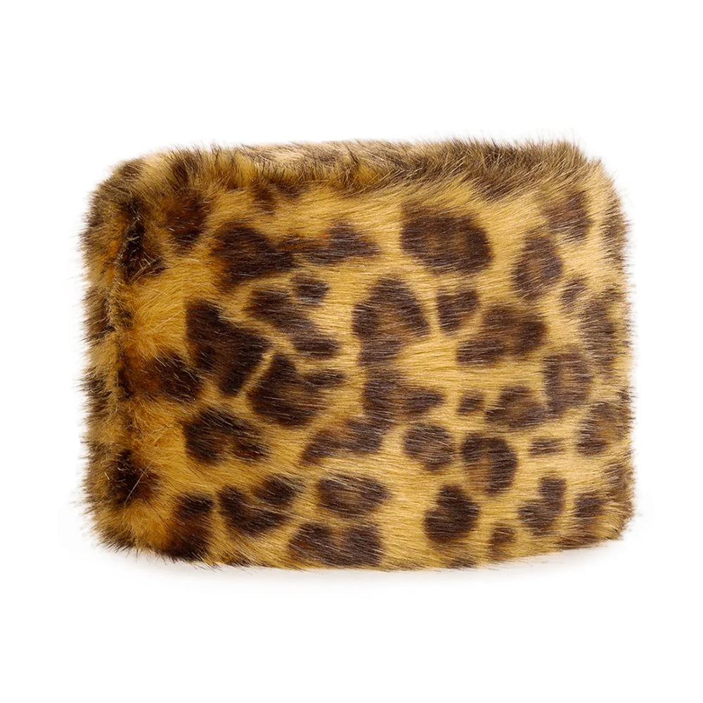 Helen Moore Womens Faux Fur Winter Pillbox Hat - Leopard
