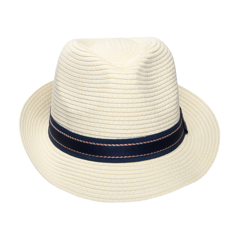 Dorfman Pacific Hats Wiseguy Packable Toyo Straw Trilby Hat - Ivory