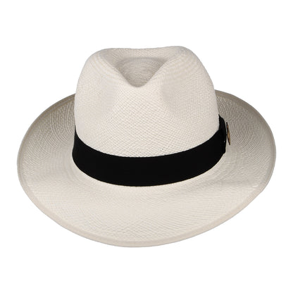 Christys Hats Classic Preset Panama Fedora Hat with Black Band - Bleach