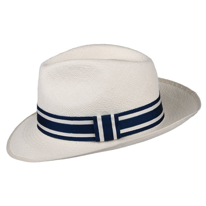 Christys Hats Ascot Striatus Preset Panama Fedora Hat With Striped Band - Bleach