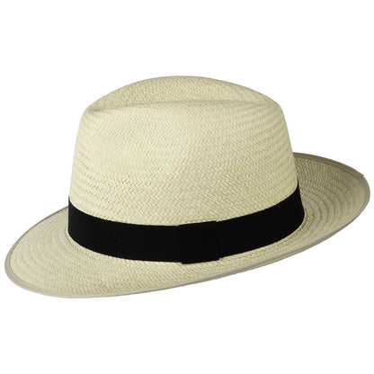 Christys Hats Bexley Panama Fedora Hat with Black Band - Semi-Bleached