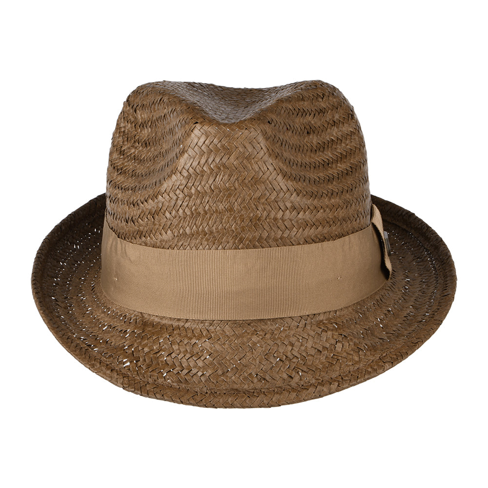 Brixton Hats Castor Straw Trilby Hat - Toffee-Bronze