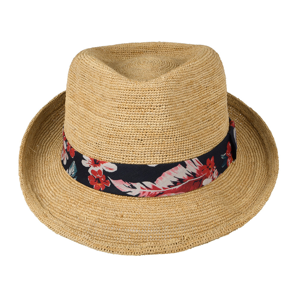 Stetson Hats Player Crocheted Raffia Straw Trilby Hat - Natural