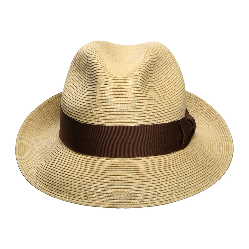 Brixton Hats Horton Convertabrim Packable Toyo Straw Fedora Hat - Dark Tan