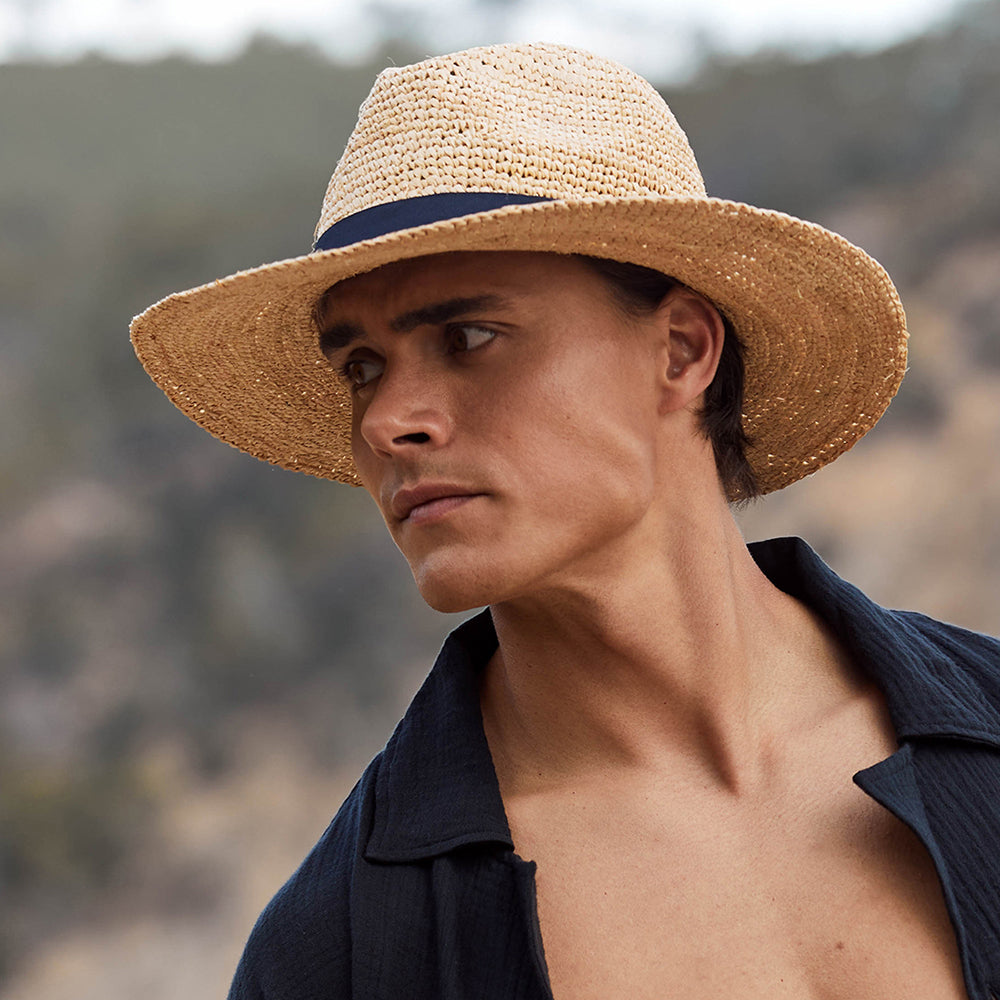 Barts Hats Albury Crocheted Raffia Fedora Hat - Natural