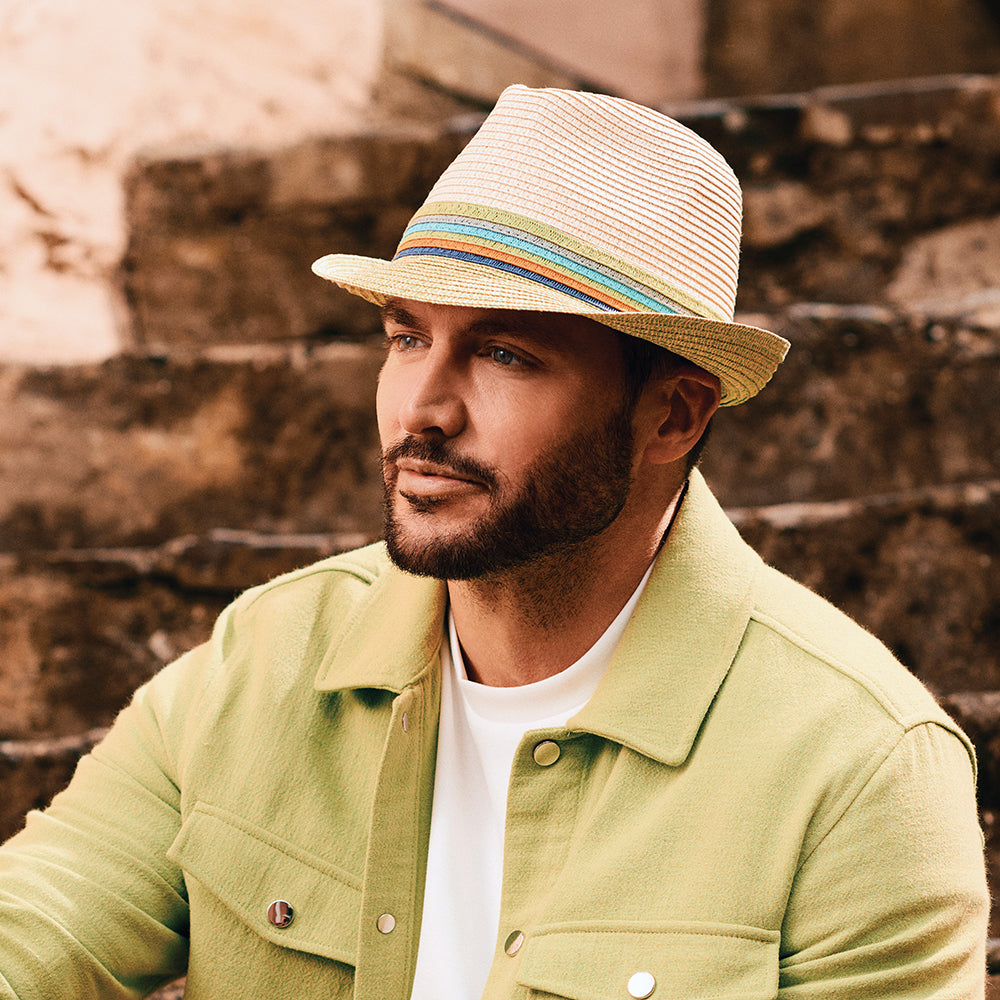 Failsworth Hats Seville Toyo Straw Trilby Hat - Natural-Lime