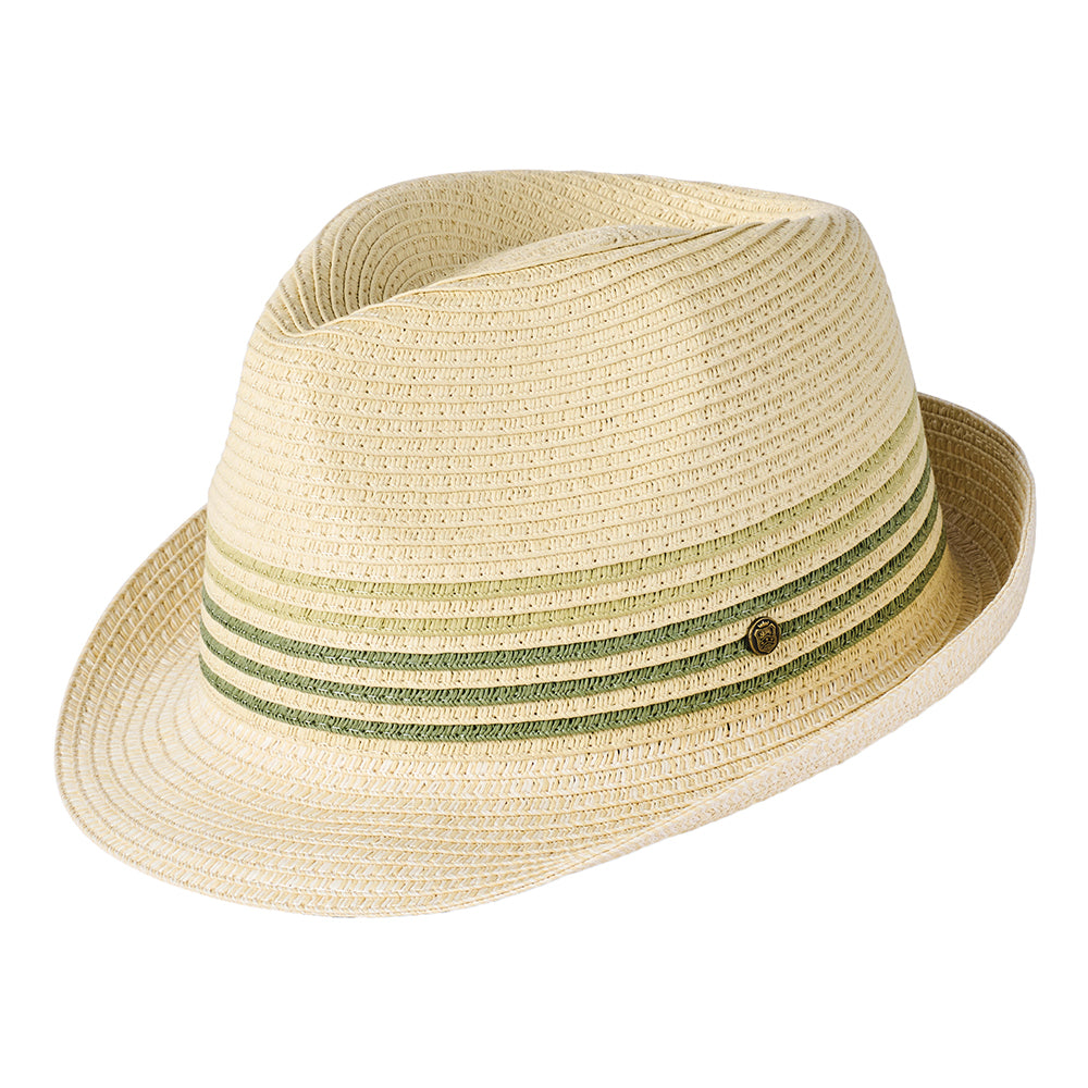 Failsworth Hats Lucca Toyo Straw Trilby Hat - Natural-Green