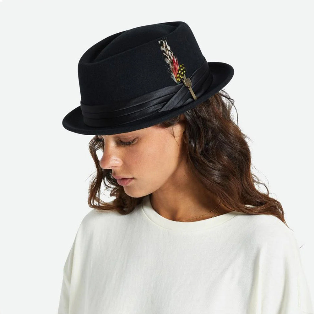Brixton Hats Stout Wool Felt Pork Pie Hat - Black