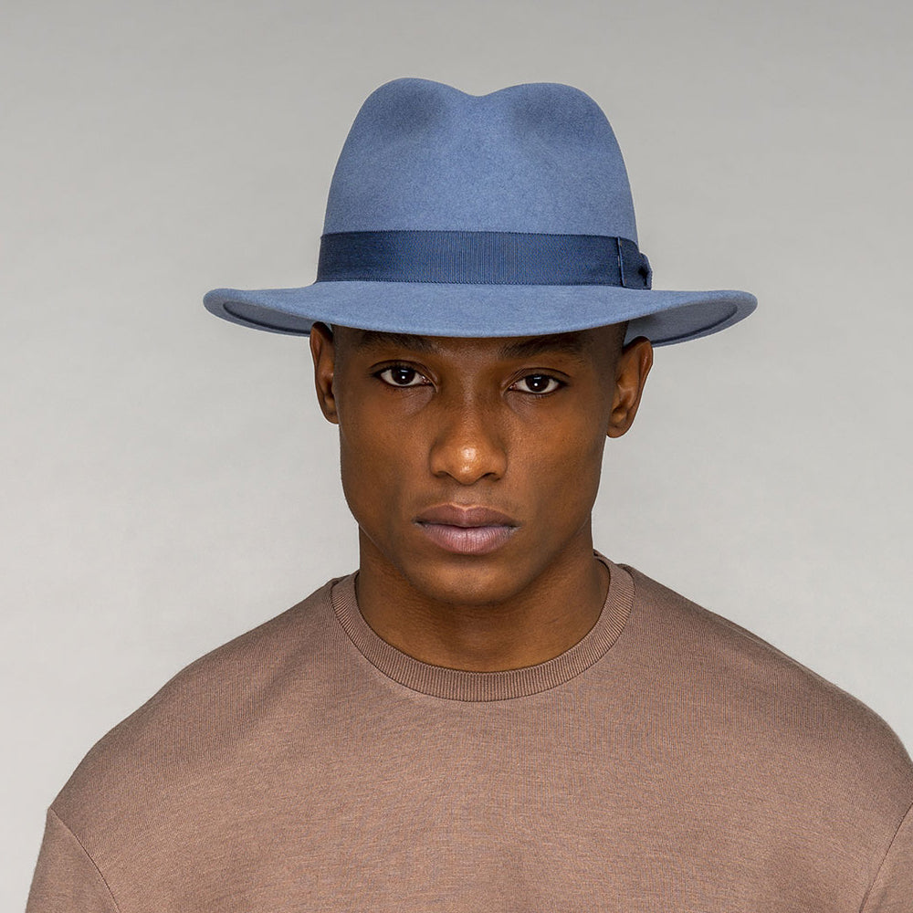 Bailey Hats Curtis Crushable Water Repellent Wool Felt Fedora Hat - Blue