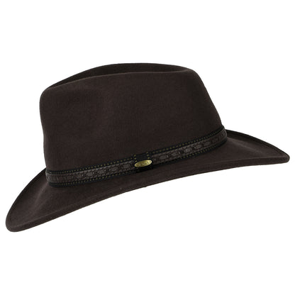 Scala Hats San Antonio Crushable Water Repellent Wool Felt Outback Hat - Chocolate