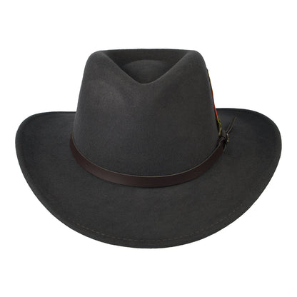 Scala Hats Dakota Crushable Water Repellent Wool Felt Outback Hat - Grey