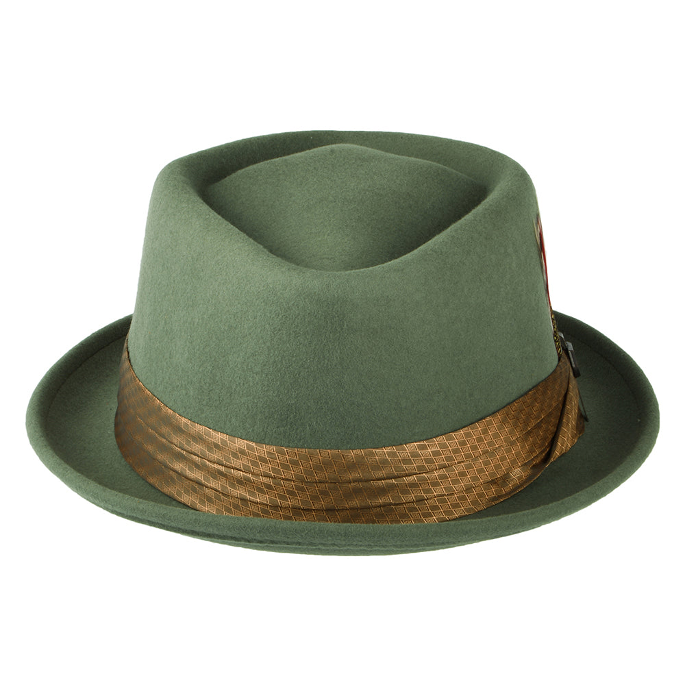 Brixton Hats Stout Wool Felt Pork Pie Hat - Light Moss-Coffee