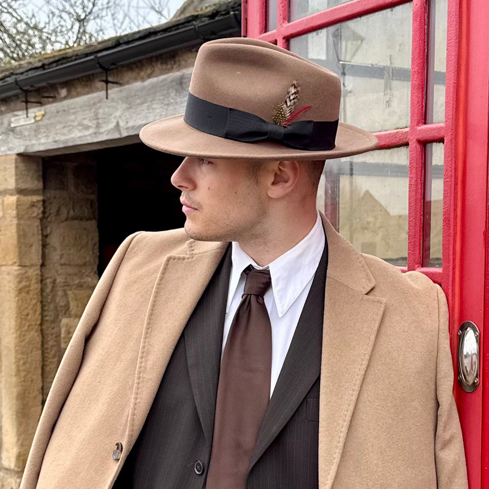 Jaxon & James Crushable C-Crown Wool Felt Fedora Hat - Pecan