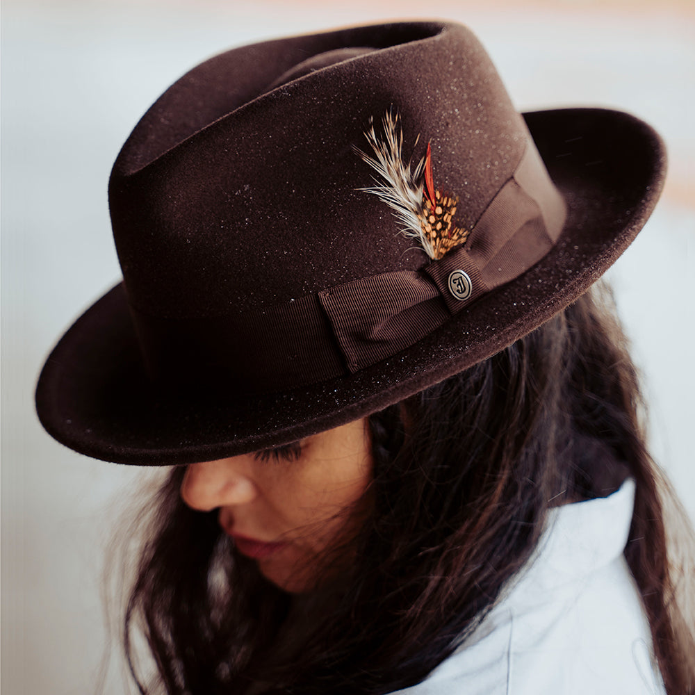 Jaxon & James Crushable C-Crown Wool Felt Fedora Hat - Brown