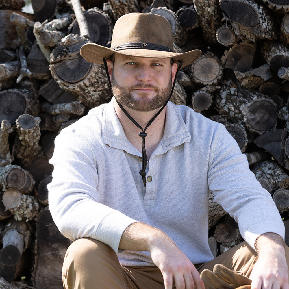 Dorfman Pacific Hats Danum Distressed Twill Outback Hat - Brown