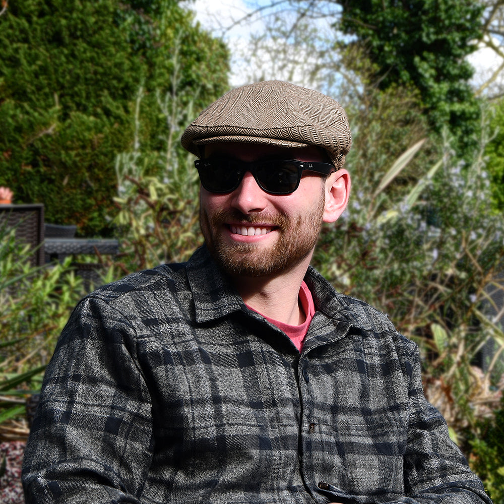 Jaxon & James Herringbone Flat Cap - Dark Brown