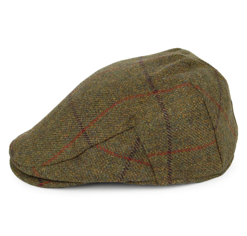 Failsworth Hats Windowpane Waterproof Flat Cap - Olive