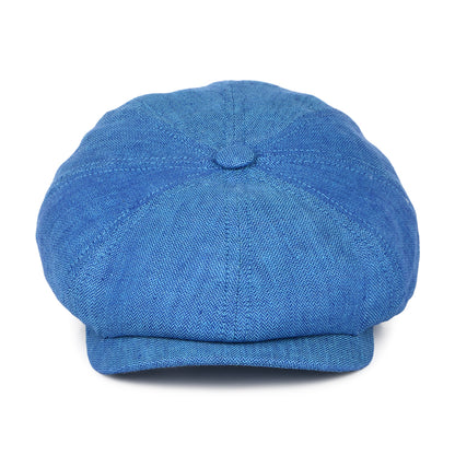 Stetson Hats Hatteras Herringbone Linen Newsboy Cap - Blue