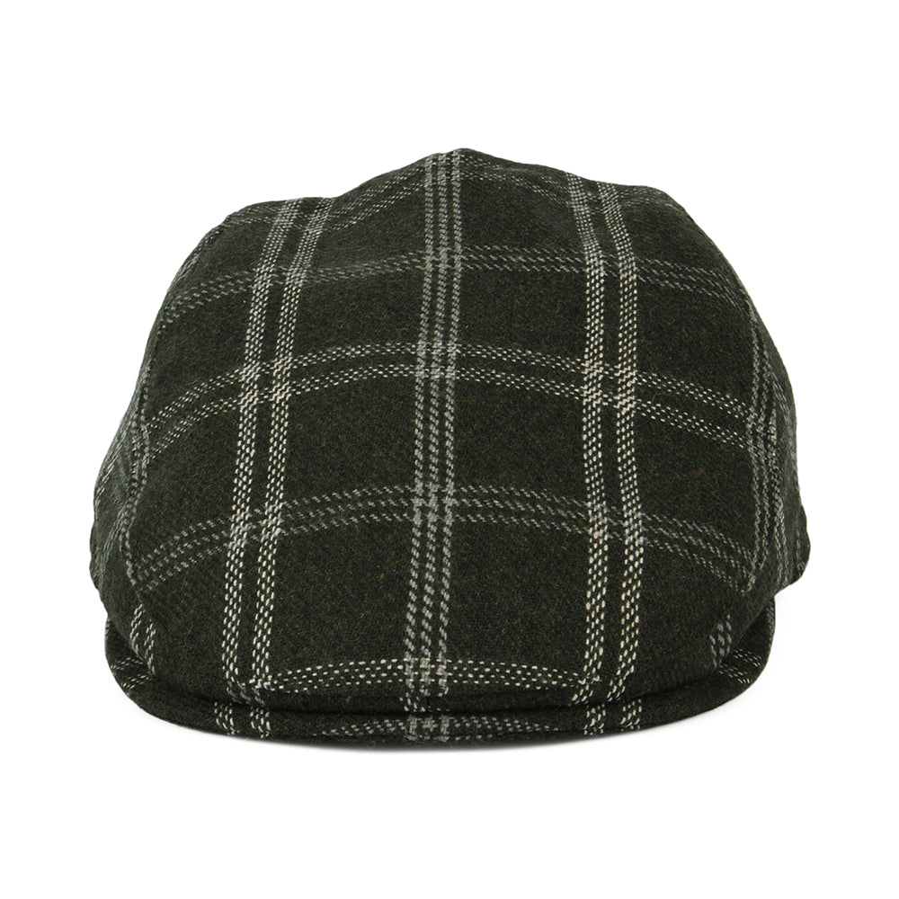 Barbour Hats Cheviot Windowpane Flat Cap With Earflaps - Olive-Ecru