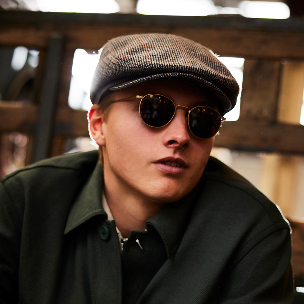 Barts Hats Oslo Windowpane Flat Cap - Navy Blue