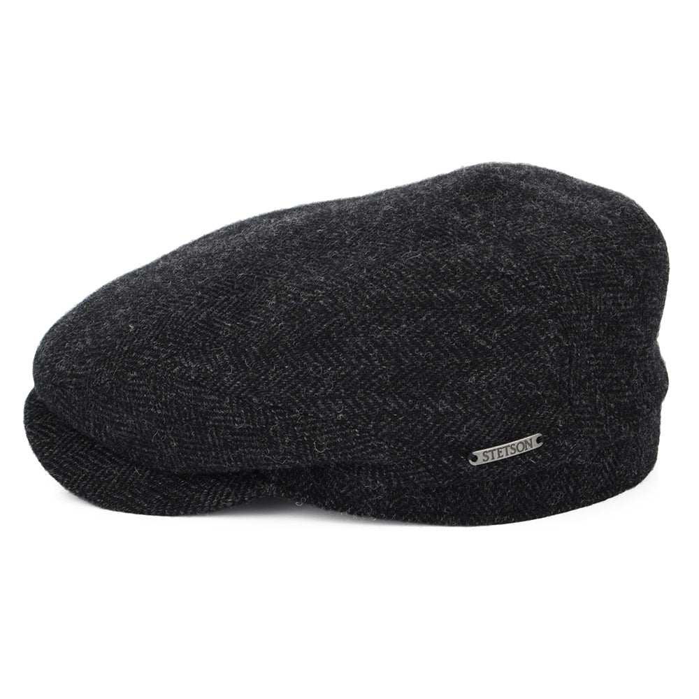 Stetson Hats Herringbone Wool Flat Cap - Dark Grey