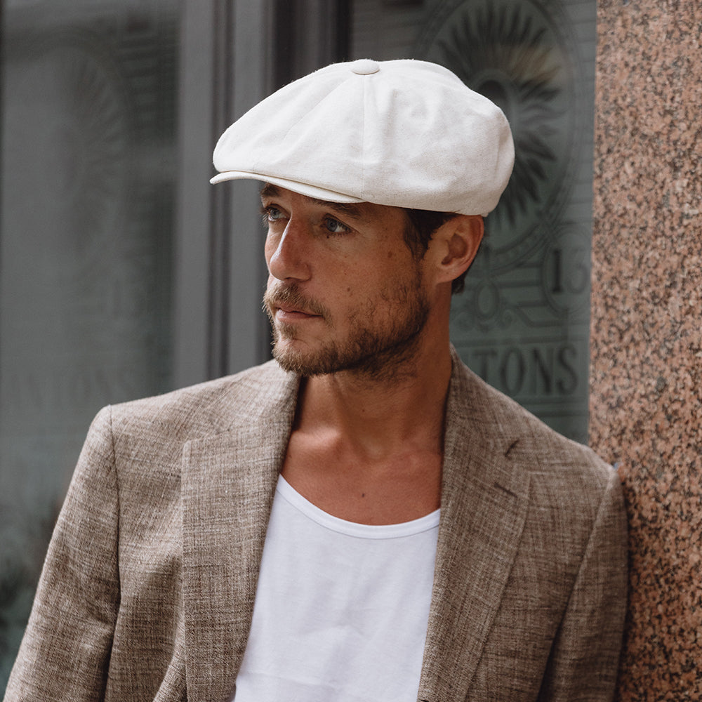 Christys Hats Cotton-Linen 8 Piece Newsboy Cap - Oatmeal