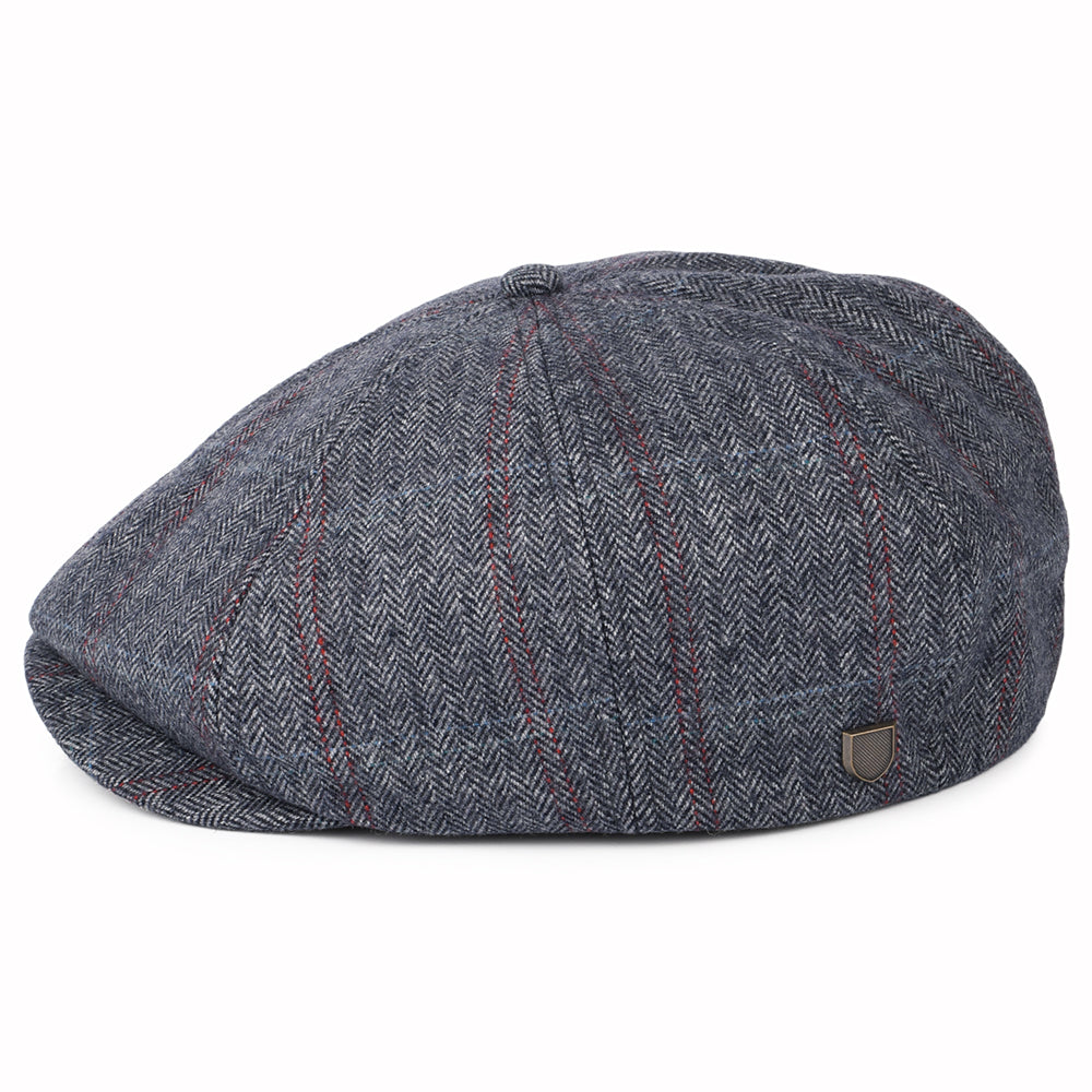 Brixton Hats Brood Windowpane Herringbone Newsboy Cap - Washed Navy-Beige
