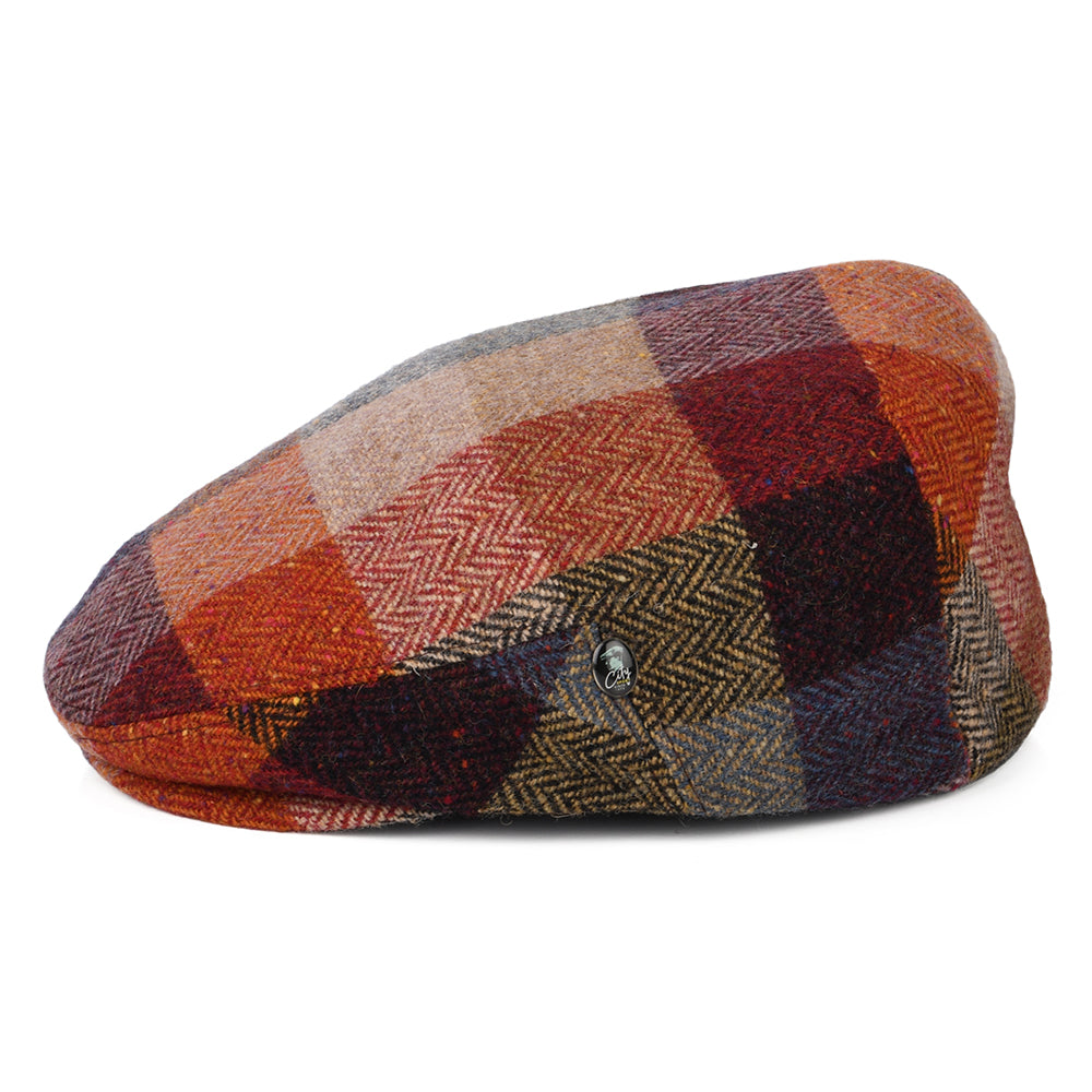 City Sport Donegal Tweed Herringbone Patch Flat Cap - Multi-Coloured