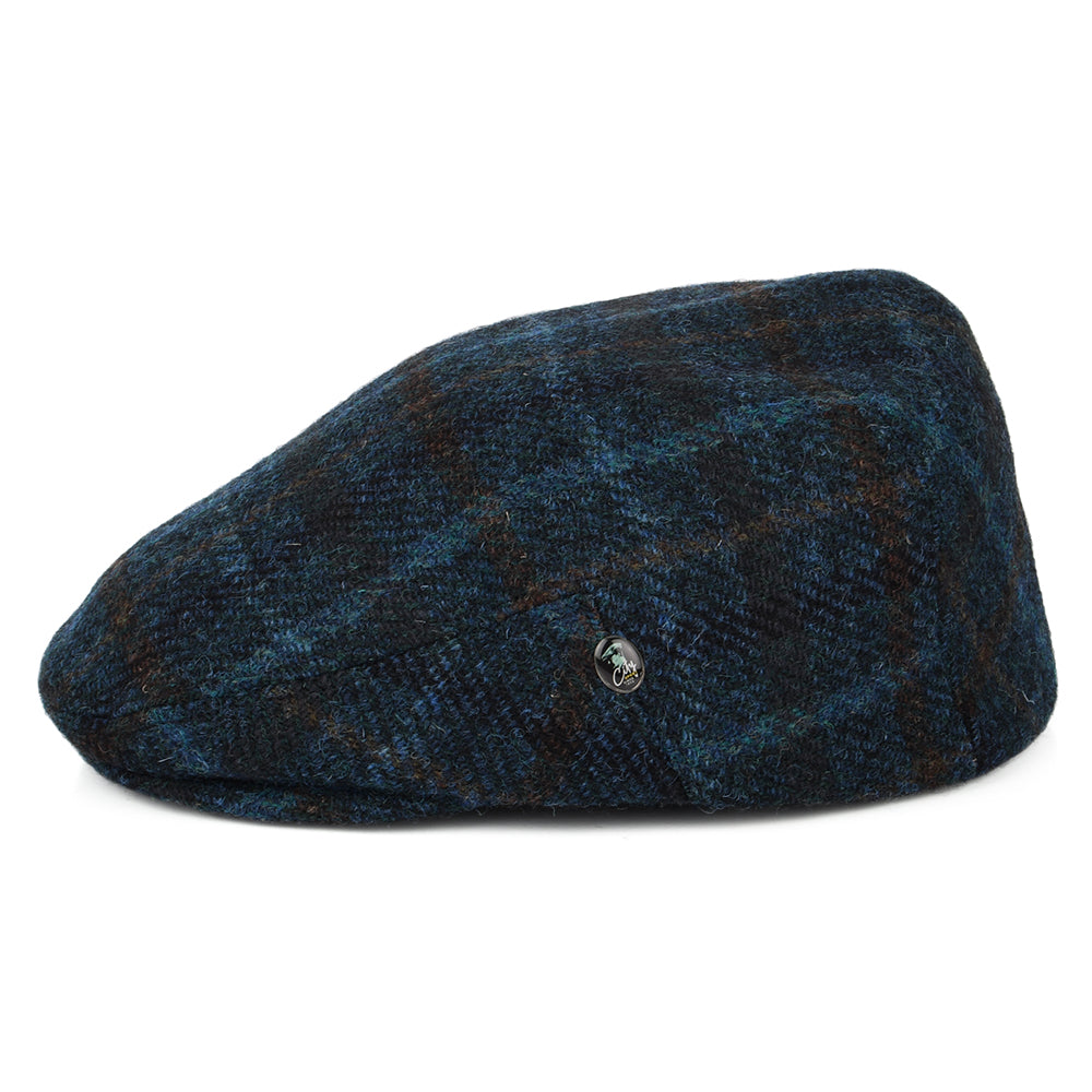 City Sport HARRIS TWEED Windowpane Flat Cap - Teal-Blue-Multi