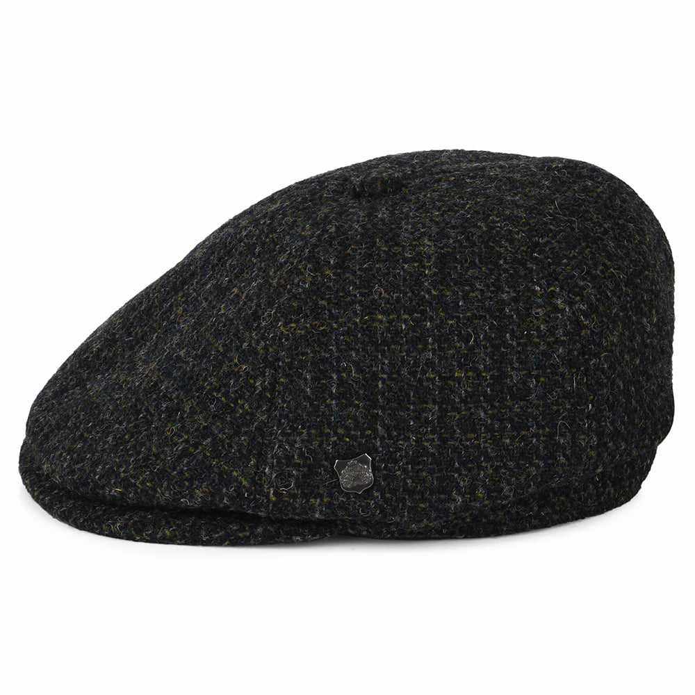 Failsworth Hats HARRIS TWEED Checked Hudson Newsboy Cap - Charcoal
