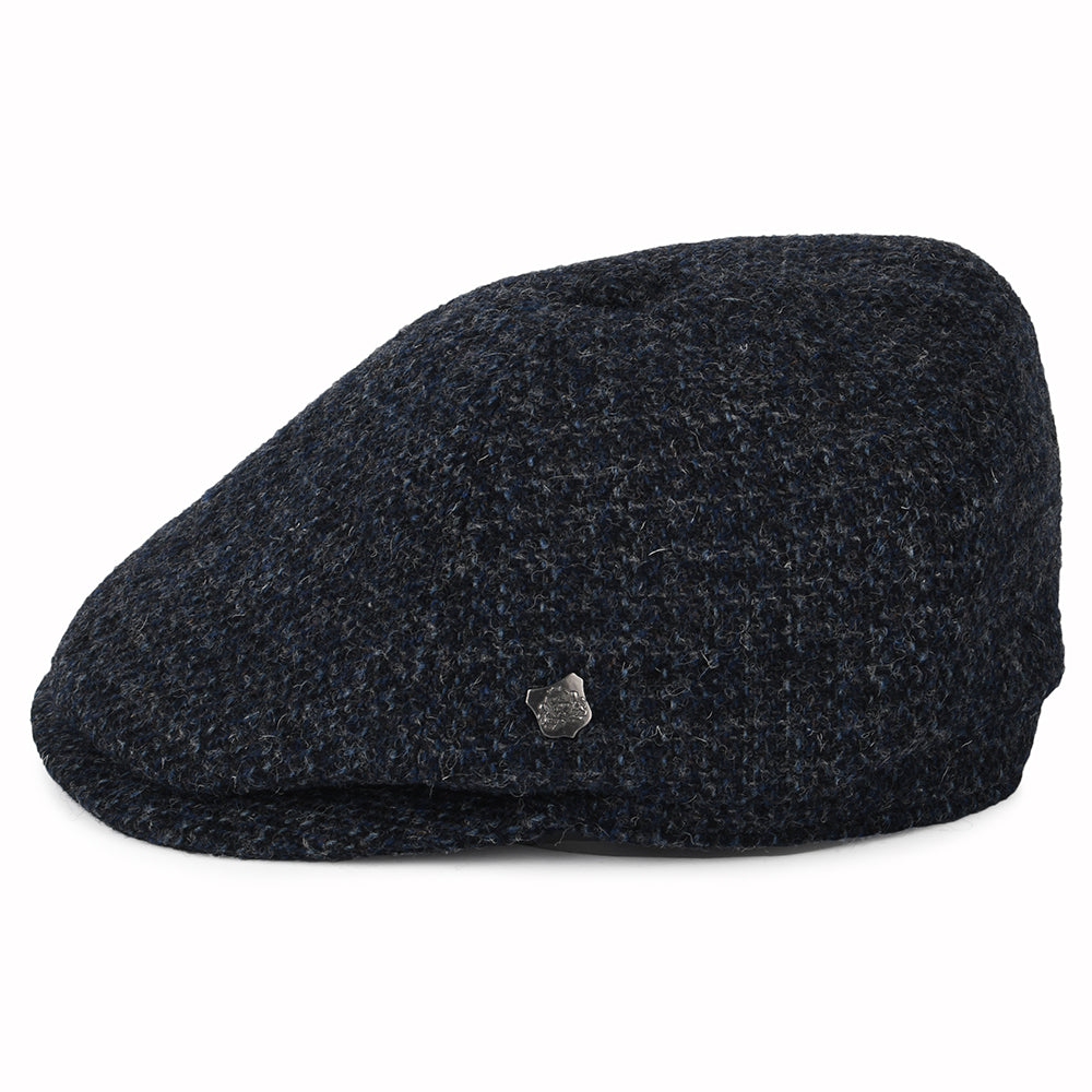 Failsworth Hats HARRIS TWEED Checked Hudson Newsboy Cap - Navy Blue