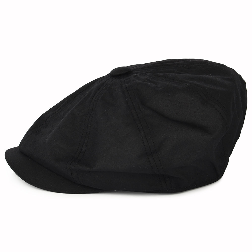 Failsworth Hats Alfie British Waxed Cotton Newsboy Cap - Black