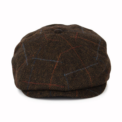 Brixton Hats Brood Windowpane Herringbone Newsboy Cap - Brown-Black-Red