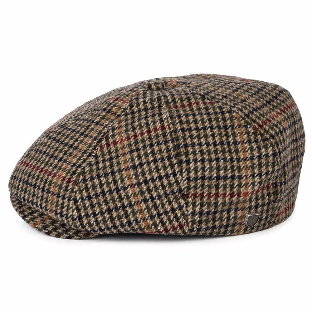 Brixton Hats Brood Houndstooth Newsboy Cap - Olive-Beige-Black